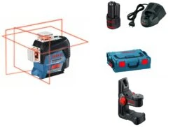 Bosch GLL 3-80 C 12V Li-Ion Accu Lijnlaser Set (1x 2.0Ah Accu) In L-boxx - Rood - 0601063R02