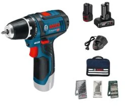 Bosch GSR 12V-15 12V Li-Ion Accu Boor-/schroefmachine Set (1x 4.0Ah + 1x 2.0Ah Accu) In Tas Incl. 39-delige Accessoireset - 0615990G6L