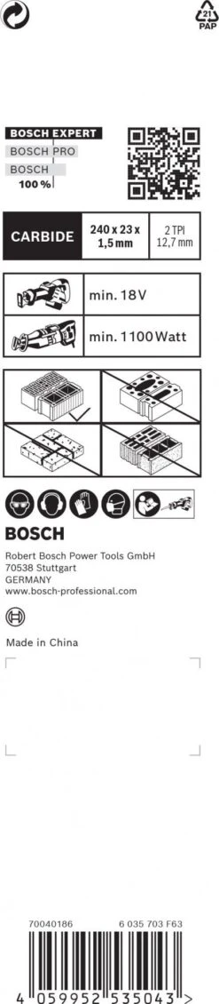 Bosch 2608900414 EXPERT Reciprozaagblad S1543HM Hollow Brick -Bosch 97c312083889ccb2eb9de3ac883df8d2